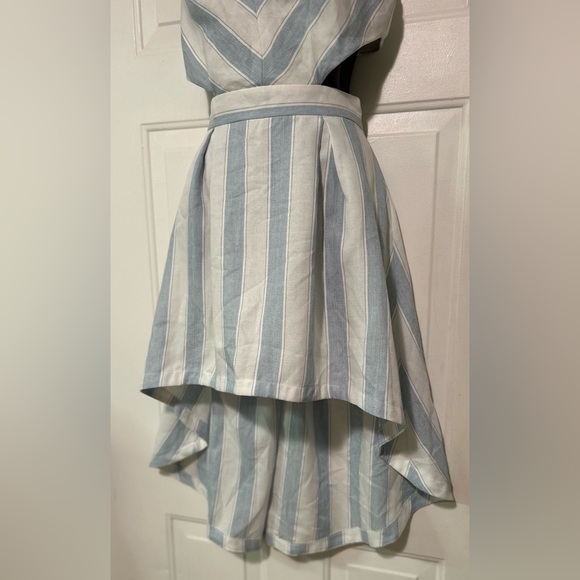 THE CLOTHING COMPANY BLUE AND WHITE STRIPED HIGH LOW DRESS - Picture 8 of 13